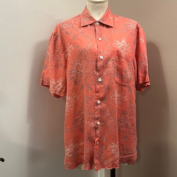 NAT Nast Men’s Linen American Fit Coral Combo Shirt size M - Picture 1 of 14